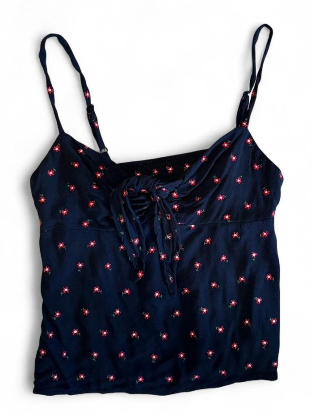 Brandy Melville John Galt Black Floral Tie Front Cami Top
